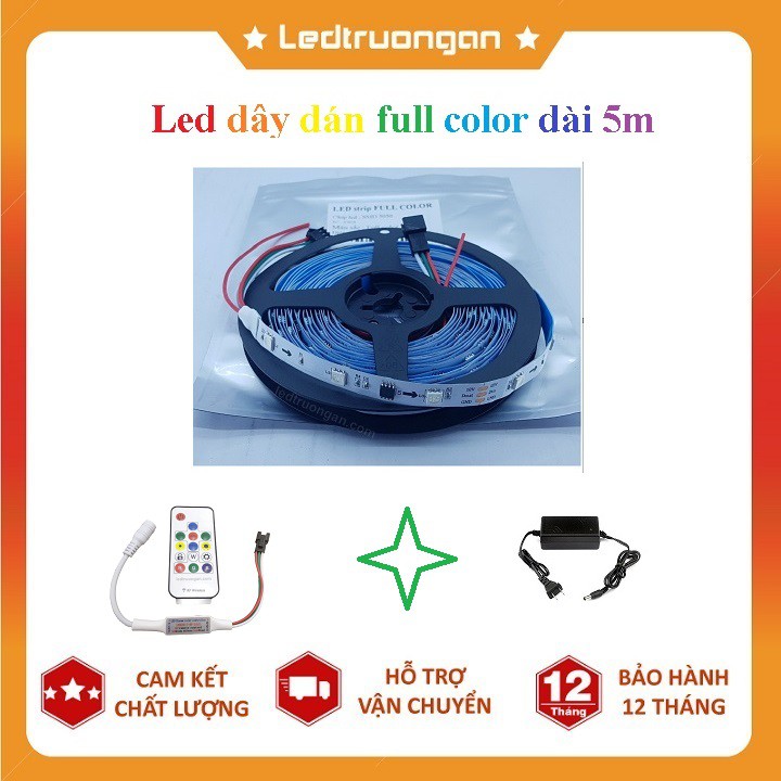 Led dây dán full color 1903 trang trí trog phòng + nguồn 12v 5a + mạch điều khiển