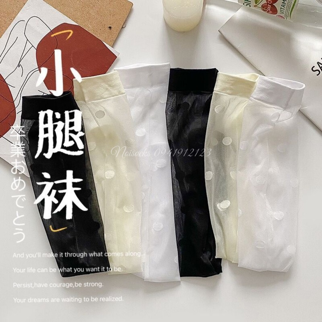 Tất, vớ mỏng tới bắp chân phong cách lolita họa tiết chấm bi lớn, thoáng mát, cá tính, cosplay Gợi Cảm Cho Nữ