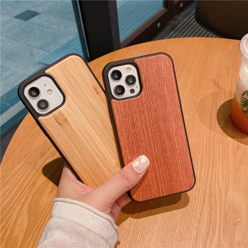 Ốp Điện Thoại Gỗ Thật Cứng Chống Sốc Cho iPhone 13 12 11 Pro Max X XR XS Max