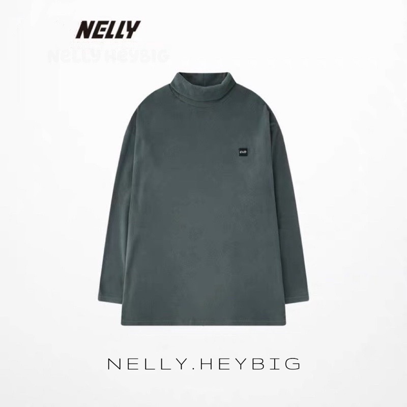 Áo nỉ dài tay cổ lọ nelly  dáng unisex form rộng 35 cud  27.7