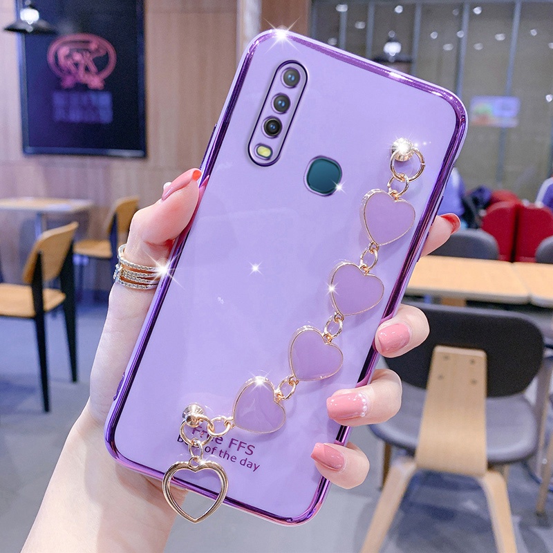 Ốp lưng VIVO Y11 U10 Y12 Y15 Y17 case Vỏ điện thoại mạ điện sang trọng với vòng đeo tay kim cương