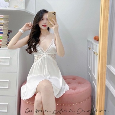 Váy ngủ lụa sexy lưng ngang siêu xinh - Hàng QCCC - SP101