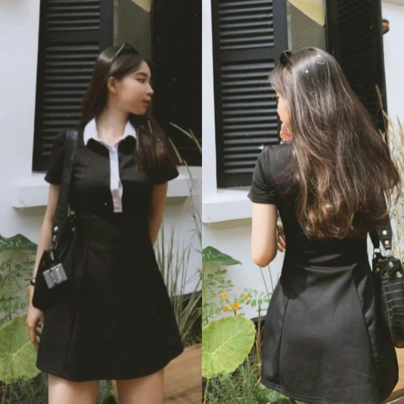 SIÊU PHẨM - Váy đầm nữ kiểu polo cổ trắng dễ thương năng động