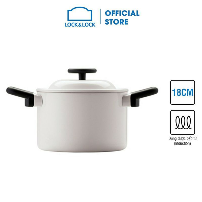Nồi Decor Lock&Lock 18cm 2 tay cầm LDE1182IH màu trắng sữa