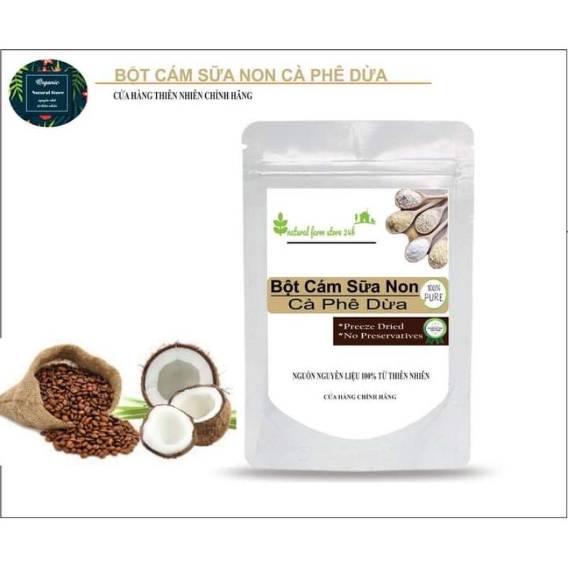 [ 100gr ] Bột cám sữa non cà phê dừa nguyên chất Organic - tắm trắng và tẩy tế bào chết cho face & body, Bột Handmade