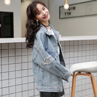 Áo khoác jean đắp rách hot#2019