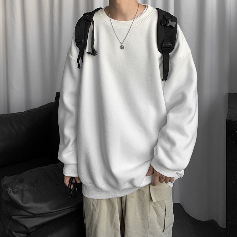 Áo Nỉ , Áo Sweater Trơn Màu Trắng Vải Đẹp Siêu Chất Lượng