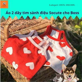 [HÀNG CAO CẤP] Áo 2 Dây Trái  Tim Cho Thú Cưng, Áo Cho Chó Mèo, Mềm Mại Thoải Mái Cho Thú Cưng Mùa Hè