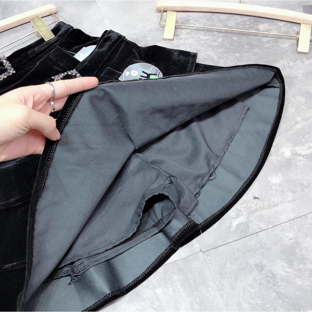 Chân Váy Xòe Nhung Tầng Tag Đá Siêu Sang Chảnh Hàng Xuất Phom Dáng Chuẩn | BigBuy360 - bigbuy360.vn