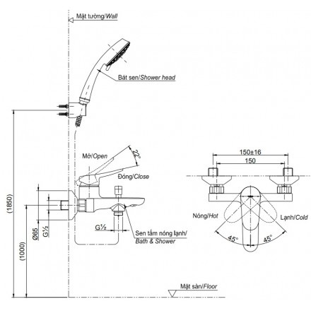 Vòi Sen Tắm TOTO TBS04302V/DGH104ZR Nóng Lạnh