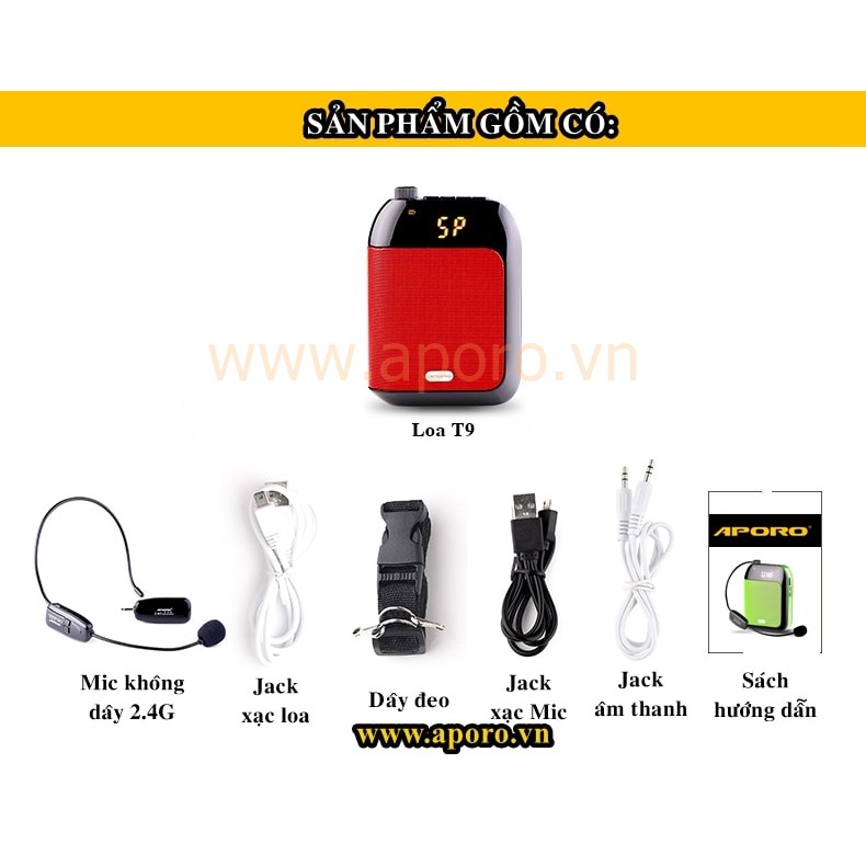 Máy Trợ Giảng Không Dây APORO T9 2.4G, NEW 2021