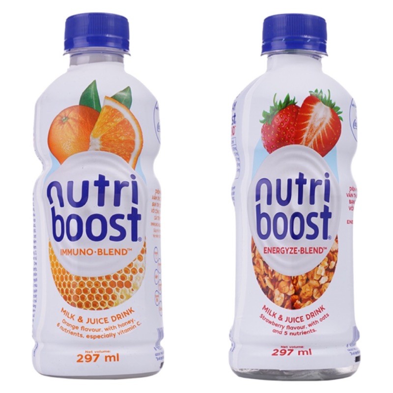 [CHỈ NHẬN GIAO HÀNG HOẢ TỐC NOWSHIP] THÙNG 24 CHAI SỮA TRÁI CÂY NUTRI BOOST HƯƠNG DÂU/ CAM 297ML