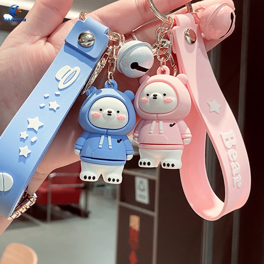 Móc khóa trang trí gắn hình thú vật hoạt hình sáng tạo đáng yêu