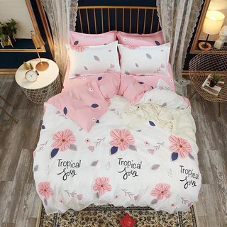 Combo chăn ga gối 1m6x2m poly nhập Hoa hồng