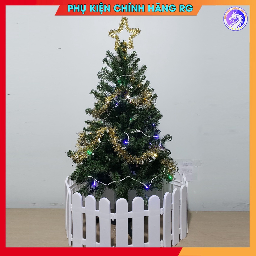 Combo Cây Thông Noel 1m2 Kèm Ngôi Sao Đỉnh Dây Kim Tuyến Và Dây Đèn Led Trang Trí