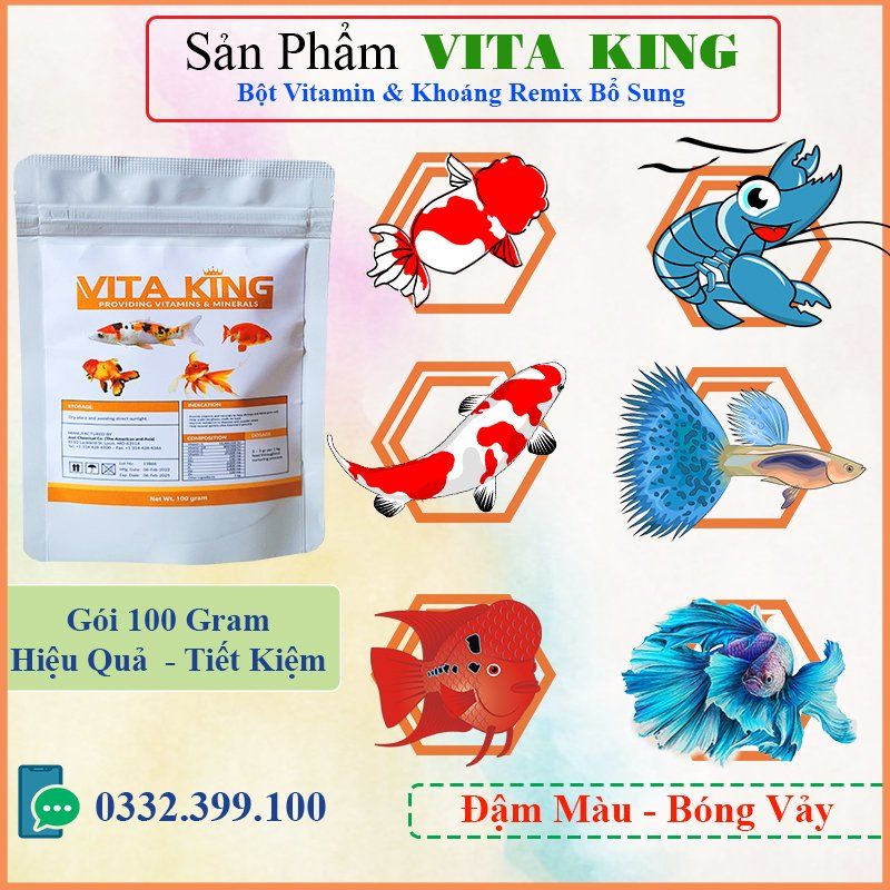 Vitamin cho Cá Cảnh, Tép Cảnh Tăng Đề Kháng- đậm màu sáng vảy#gói 100g