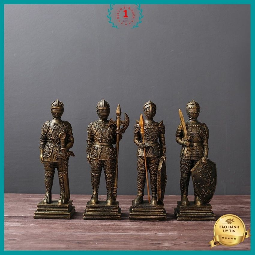 Tượng chiến binh la mã cổ đại 4 tư thế chất liệu nhựa composite kích thước cao 26cm, tượng trang trí nhà cửa Qbinshop