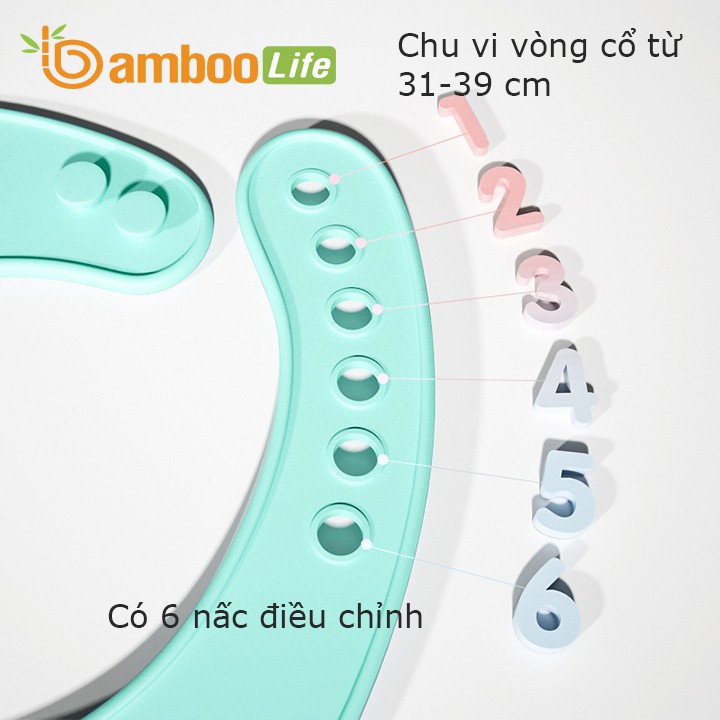 Yếm ăn dặm silicon cho bé Bamboo Life BL068 có máng chống thấm đồ dùng cao cấp hình thú siêu cute tiện dụng