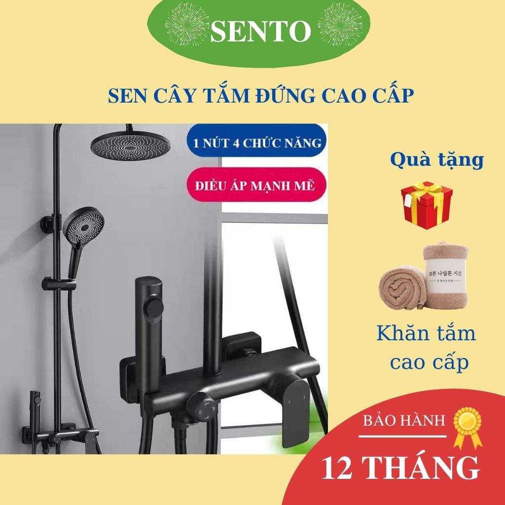 Bộ sen tắm nóng lạnh tăng áp SENTO sen cây tắm đứng kèm xịt vệ sinh thiết bị nhà tắm ST31