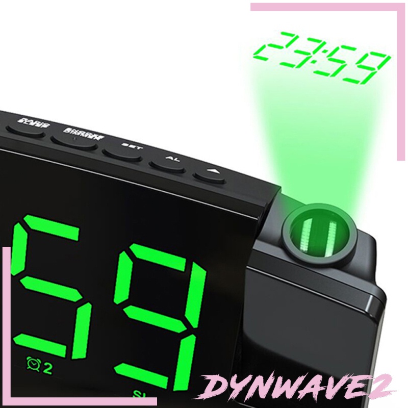 Đồng hồ báo thức kỹ thuật số đài radio FM có máy chiếu đèn LED kép 180 chạy bằng pin cho phòng khách/phòng ngủ của bé