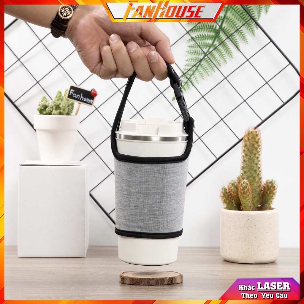 Túi đựng cốc giữ nhiệt Holic Fan House, túi vải Dù Canvas ôm sát toàn bộ thân bình, chống thấm nước tuyệt đối