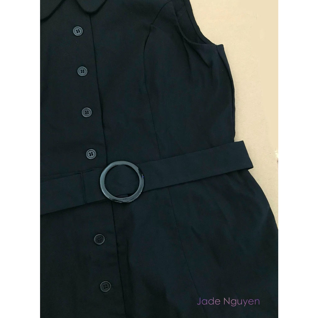 Đầm midi đính nút phía trước, đầm midi thắt eo không tay - N3