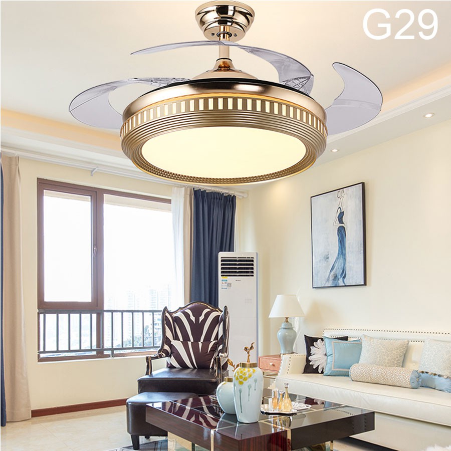 Quạt trần đèn trang trí, quạt trần dấu cánh G29-quạt tàng hình cánh cụp cánh xòe,quạt đèn cánh xếp, điều khiển từ xa | BigBuy360 - bigbuy360.vn