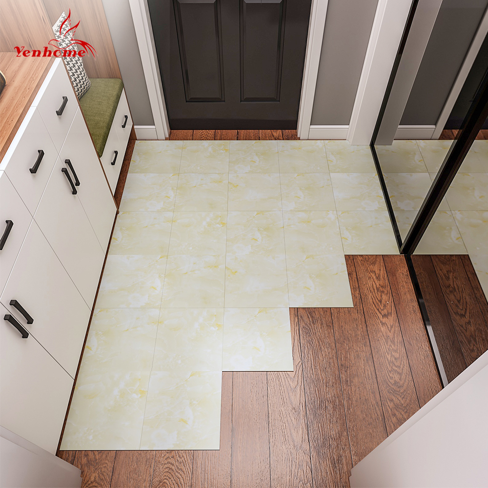 Bộ 2 miếng giấy dán trang trí sàn nhà Yenhome bằng nhựa PVC chống nước in họa tiết đá dễ làm sạch 30x30cm