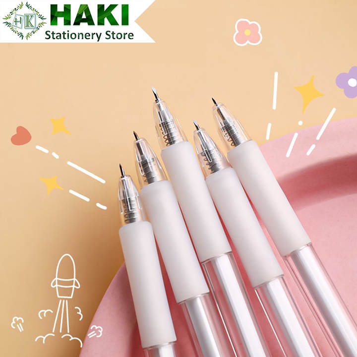 Dao rọc giấy hình bút HAKI màu trắng thiết kế an toàn tiện dụng D04