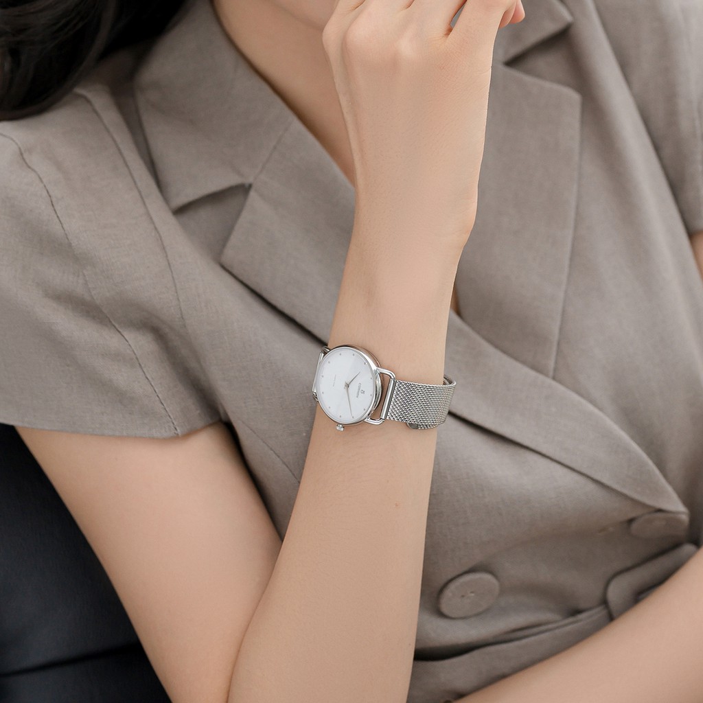Đồng hồ nữ Curnon Hamilton Anne dây kim loại chính hãng, thiết kế mặt vòm hiện đại