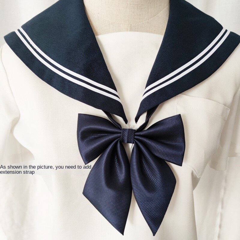 Cà Vạt Nơ Màu Đen Trơn Phong Cách Nhật Bản Cho Nữ