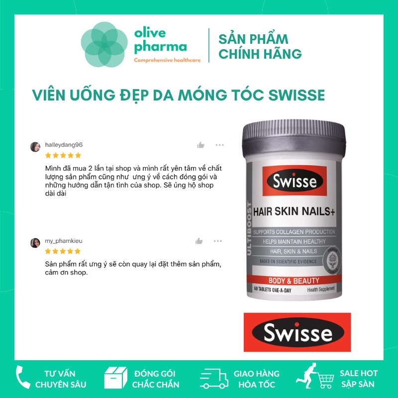 Viên uống đẹp da, móng, tóc Swisse Hair Skin Nails