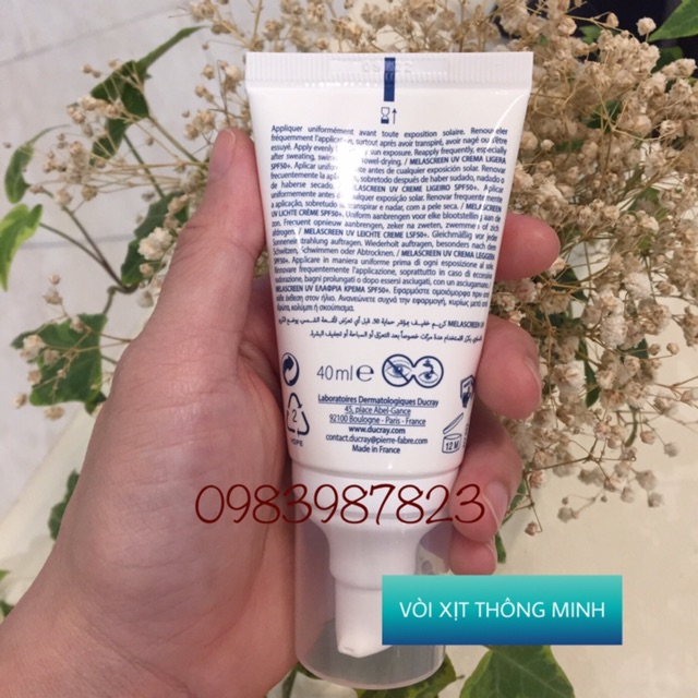 [CHÍNH HÃNG] Kem Chống Nắng Ducray Melascreen UV Cream SPF 50+ 40ml