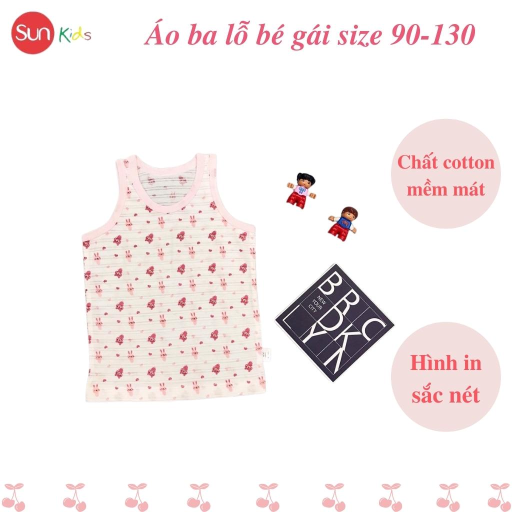 Áo thun bé gái, áo phông bé gái dáng ba lỗ, chất cotton, nhiều màu, size 90 - 130 - SUNKIDS