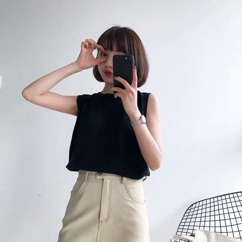 Áo tanktop oversize dáng dài unisex dưới 70kg - basic form rộng trơn tập thể thao mặc nhà đi chơi biển thoải mái