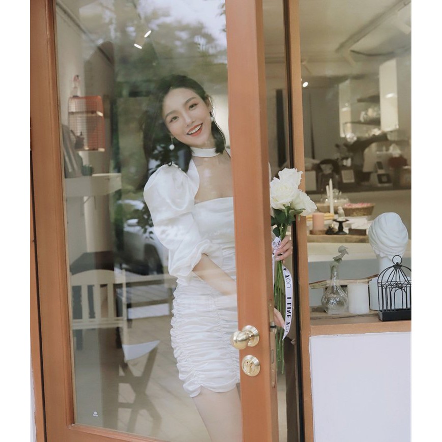 Đầm dự tiệc ôm body nhún tay phồng Evia Dress | BigBuy360 - bigbuy360.vn