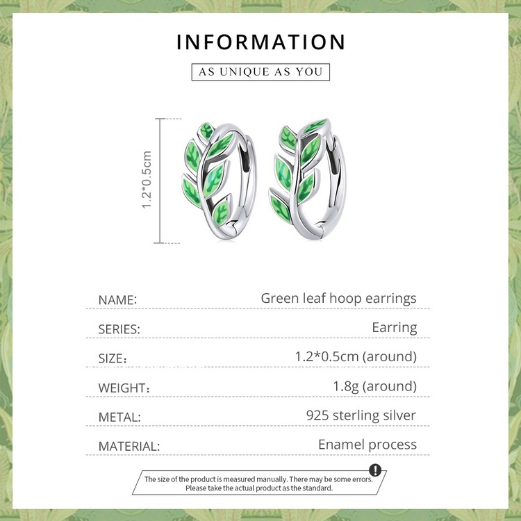 Khuyên tai BAMOER SCE13903 bằng bạc 925 hình hoa lá thời trang xinh xắn cho nữ