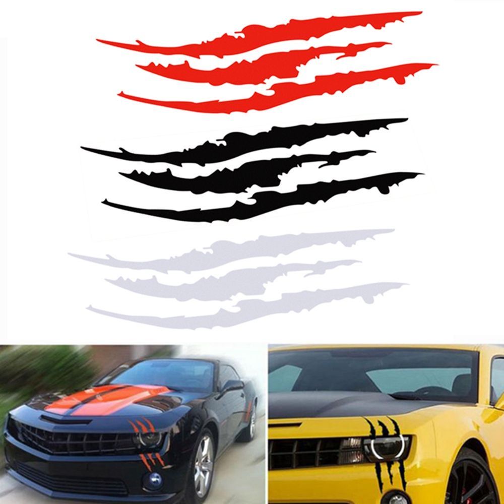 Miếng dán trang trí đèn pha xe hơi hình sọc xước màu sắc phản quang độc đáo 40x12cm