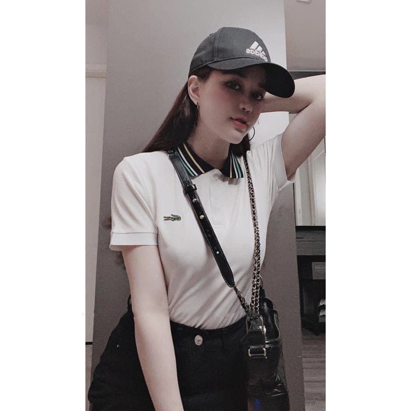 Áo Lacoste Xuất Xịn Có Cổ Trẻ Trung Năng Động Đen - Trắng &amp; Đỏ Size S M ( Có Sẵn )