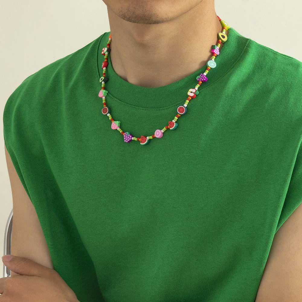 ANEMONE Vòng cổ Chuỗi Hạt Mềm Mại Hình Trái Cây Nhiều Màu Thời Trang Mùa Hè Cho Nam Và Nữ