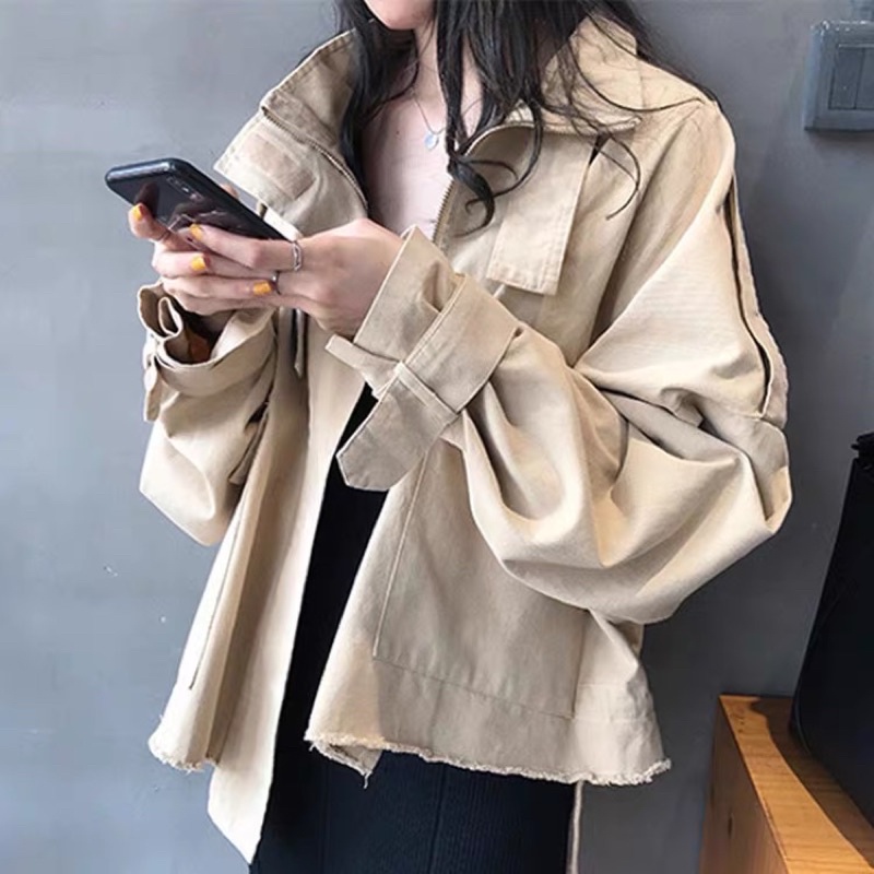 Áo khoác khaki ulzzang dáng ngắn phong cách hàn quốc