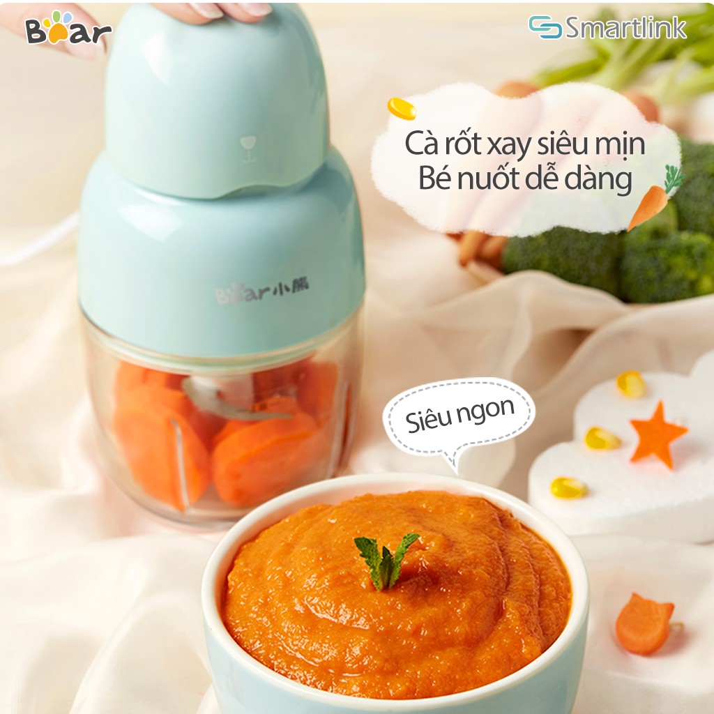 [Mã ELMALL10 giảm 10% đơn 500K] Máy Xay Mini Đa Năng, Đồ Ăn Dặm Cho Bé Bear QSJ-B01P1 - Chính Hãng - BH 18 Tháng