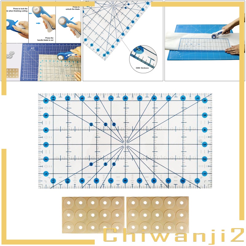 Thước Đo Hình Chữ Nhật Bằng Acrylic Trong Suốt 6.5x12in Chiwanji2