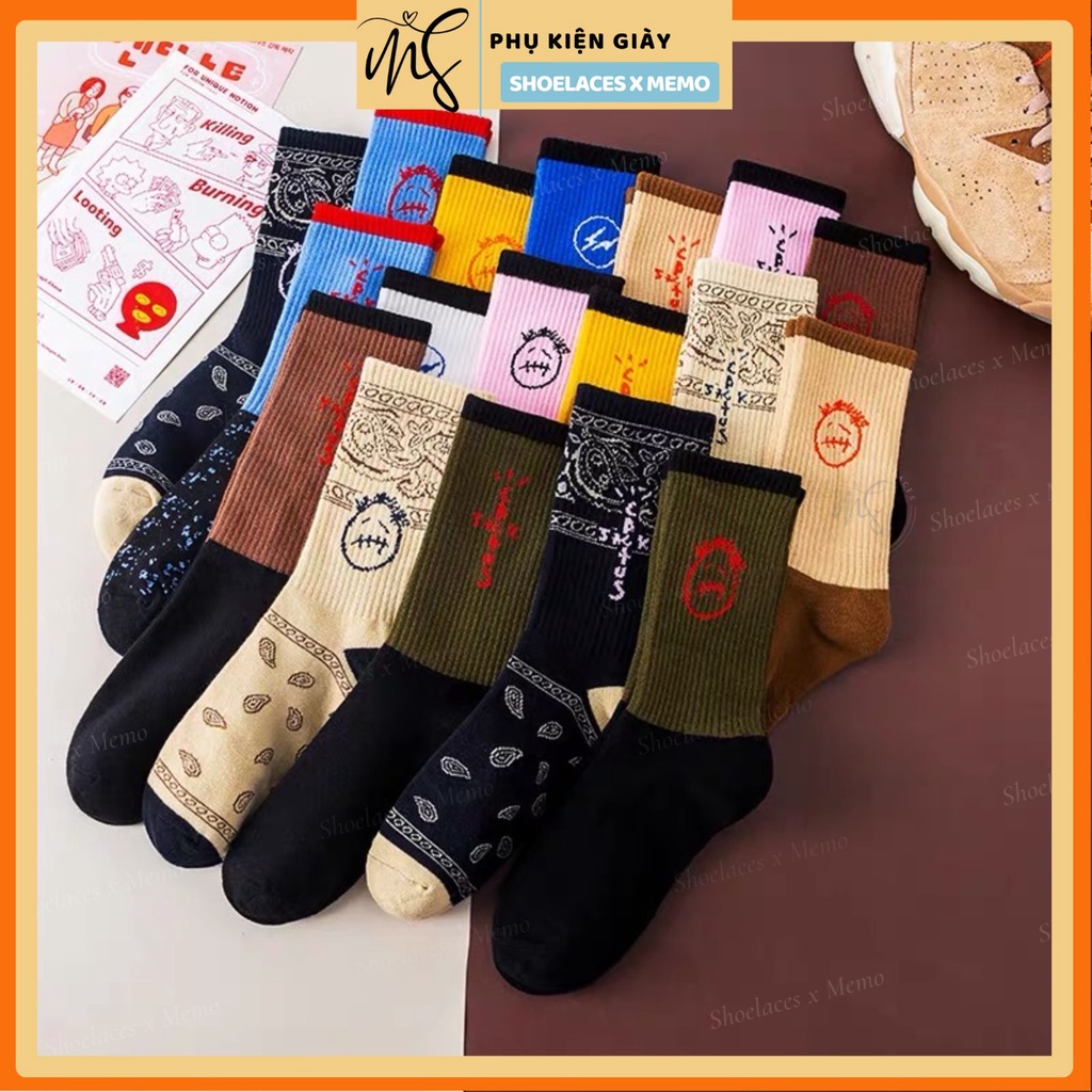 Tất cổ cao phong cách Travis Scott chất liệu dệt kim cao cấp,chọn 4 đôi kèm pack quà tặng