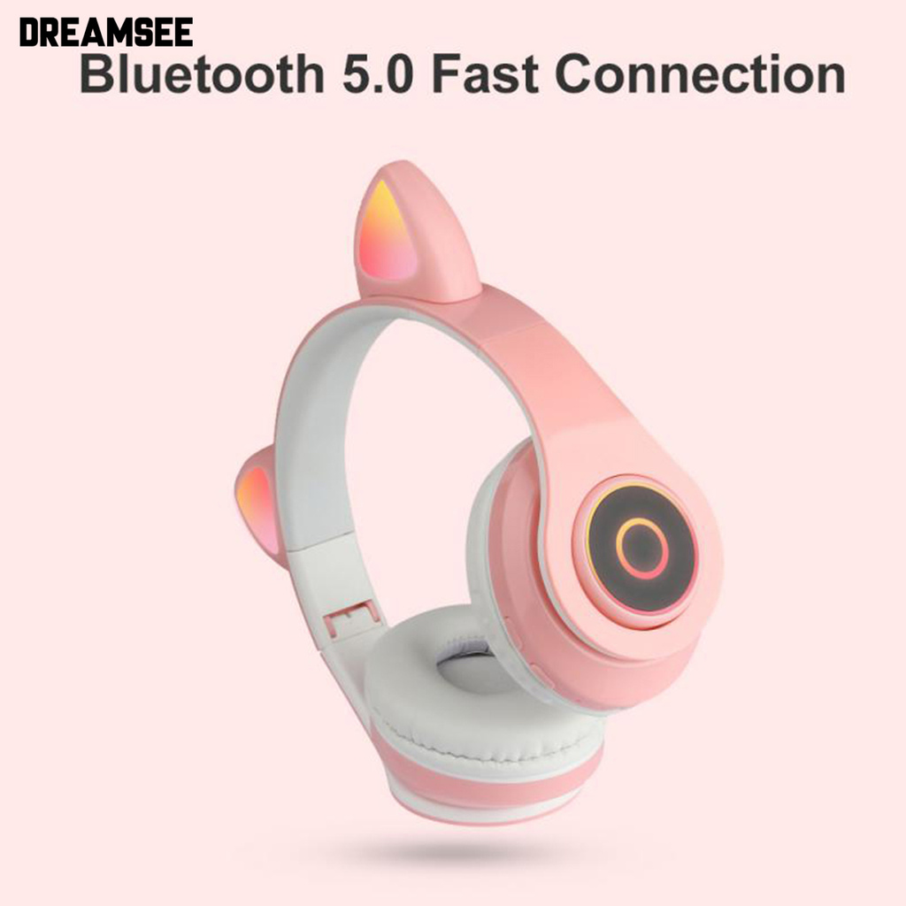 Tai Nghe Bluetooth 5.0 Không Dây P39M Hình Tai Mèo Có Đèn Led