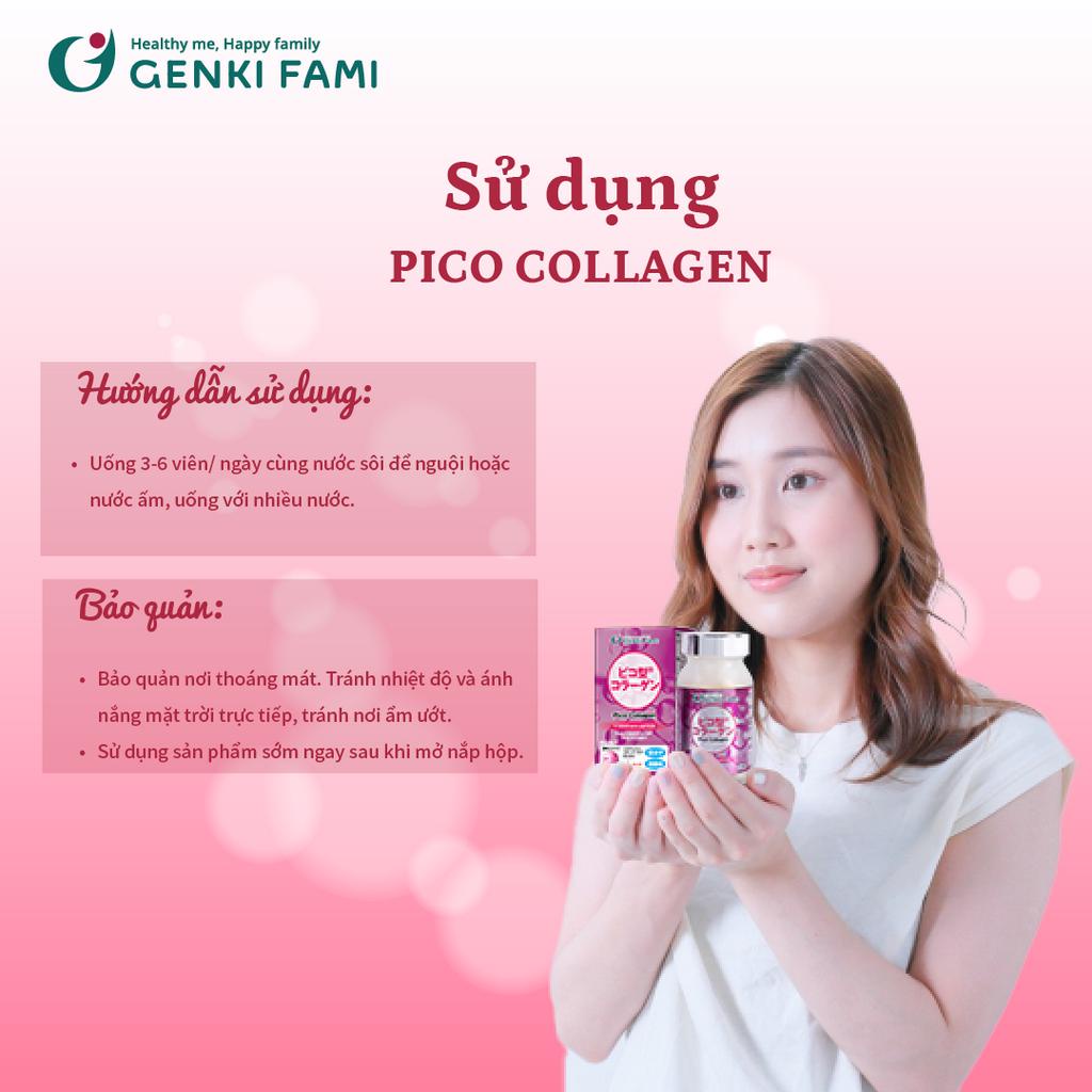 Combo Viên Uống Ngăn Ngừa Lão Hóa, Trắng Da, Cân Bằng Nội Tiết Tố Nữ Pico Collagen, Shiro Hada Genki Fami Nhật Bản