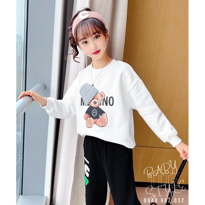 Bộ quần áo thu đông dài tay bé gái &quot;MOCINO&quot; 14-48kg. Đồ bộ dài tay cho bé 4-14 tuổi. Vải da cá dày dặn. G49