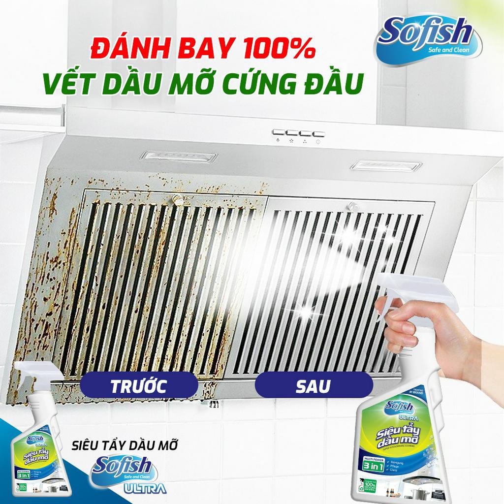 Siêu Tẩy Dầu Mỡ Sofish, Tẩy Sạch Lưới Lọc Hút Mùi, Nồi, Xoong, Chảo loại 500ml