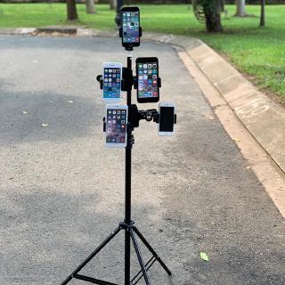 Combo giá đỡ kèm kẹp thân điện thoại hỗ trợ livestream nhiều máy, live 3 / 4 / 5 máy cùng lúc