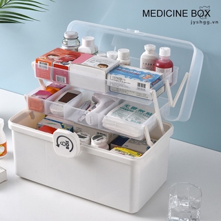 3/2 Layer Portable First Aid Kit Storage Box Plastic Multi-Functional Family Emergency Kit Box with Handle